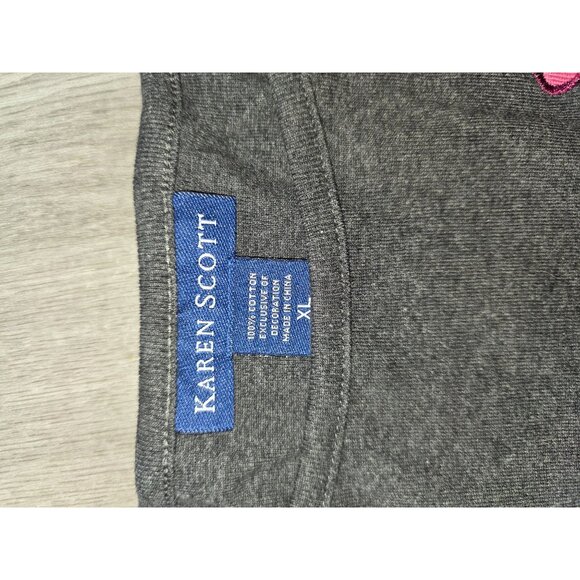 Karen Scott Womens Floral Embroidered Top Gray XL NWT - Picture 4 of 7